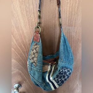 Coach patchwork denim leather bag